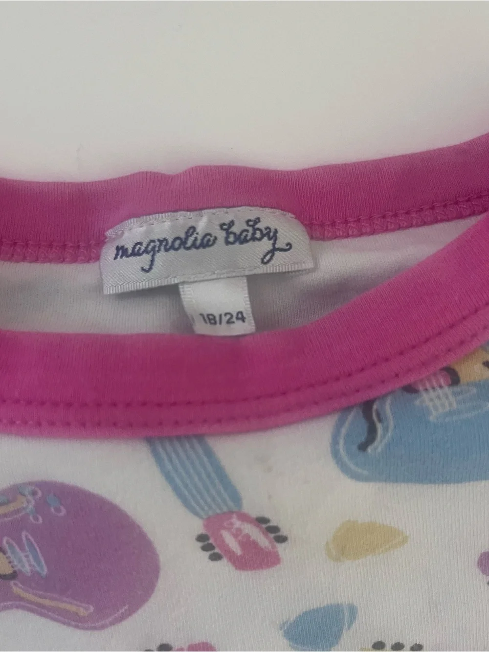Magnolia Baby Baby Girl Pima Pink Trim Pajamas With Guitar Print 18/24m Long